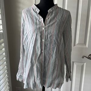 L.L. Bean Multicolor Striped Linen Button Down Shirt M